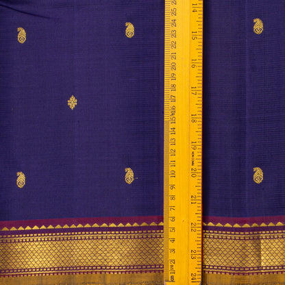 Blue And Magenta Kanchipuram Silk Saree For Festive Wear PV J 2047