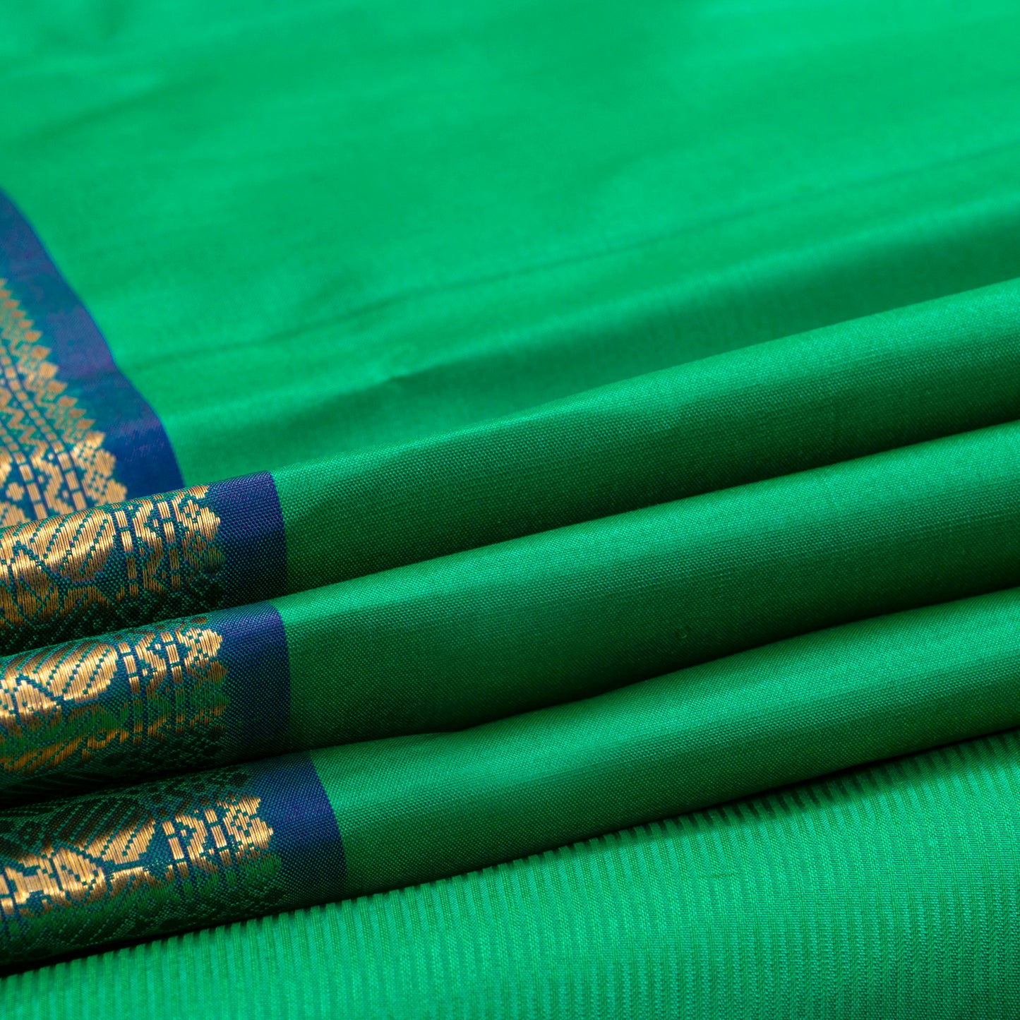 Verdant Green And Teal Blue Kanchipuram Silk Saree For Festive Wear PV J 744