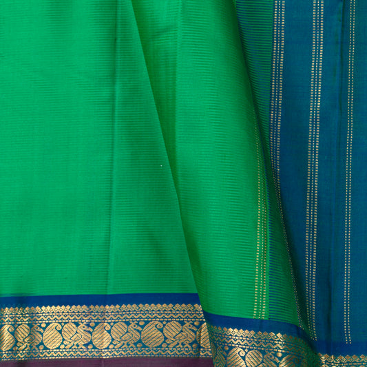 Verdant Green And Teal Blue Kanchipuram Silk Saree For Festive Wear PV J 744