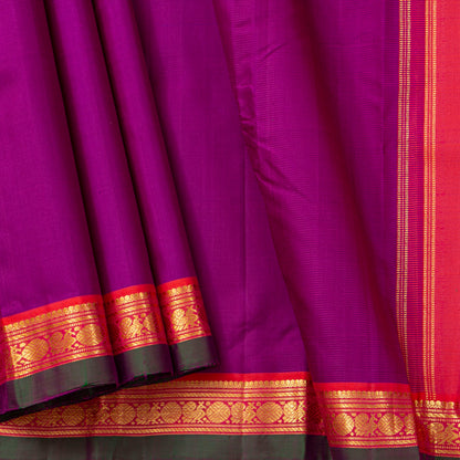Magenta And Pink Kanchipuram Silk Saree For Festive Wear PV J 1700