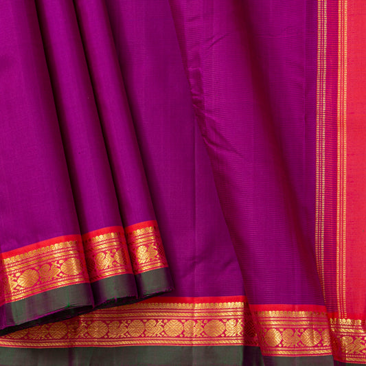 Magenta And Pink Kanchipuram Silk Saree For Festive Wear PV J 1700
