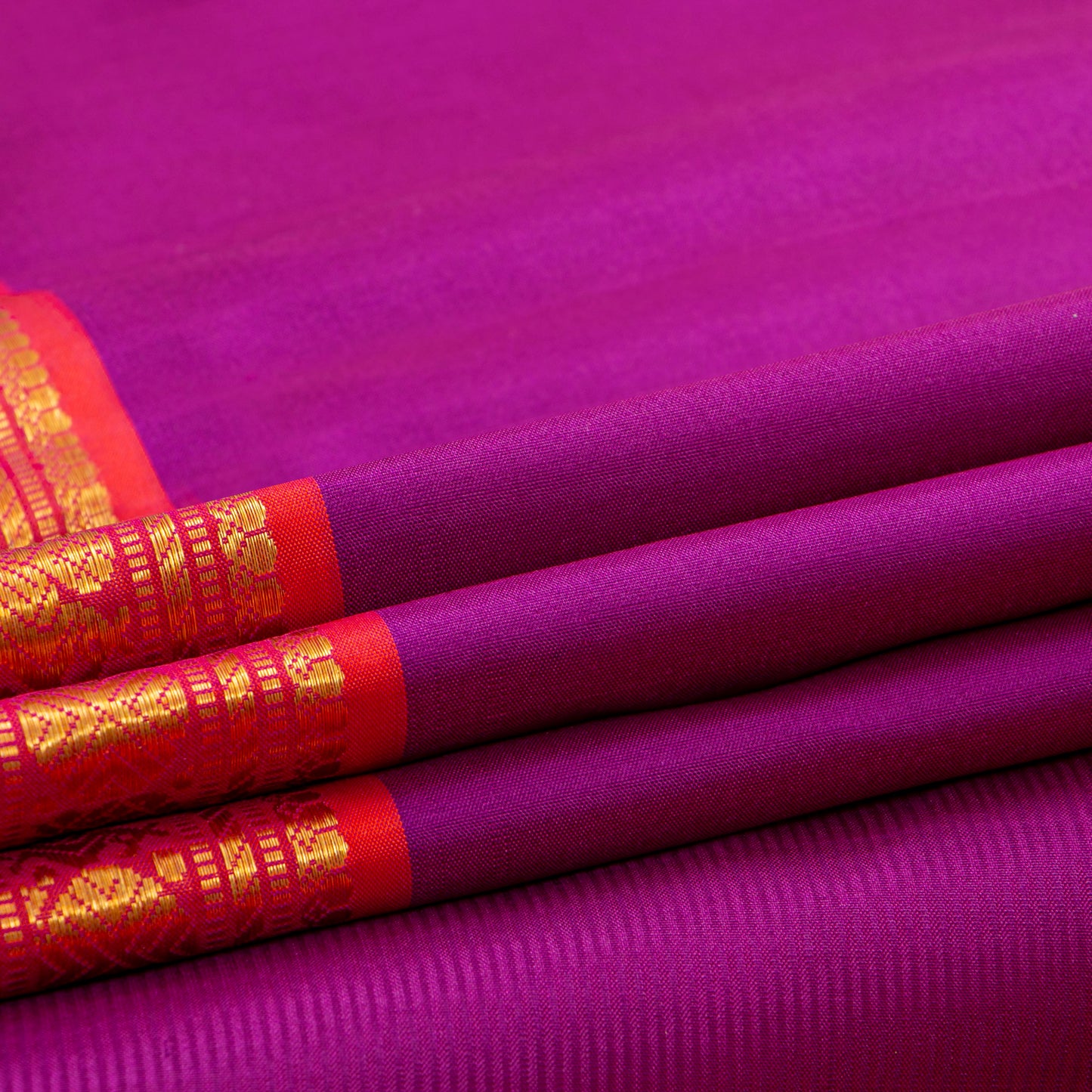 Magenta And Pink Kanchipuram Silk Saree For Festive Wear PV J 1700