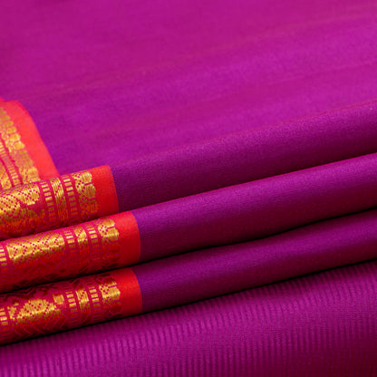 Magenta And Pink Kanchipuram Silk Saree For Festive Wear PV J 1700