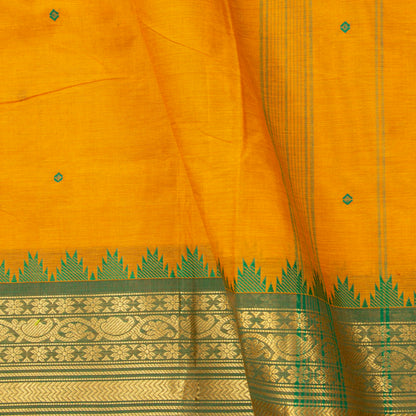 Yellow And Green Kanchi Cotton Saree For Festive Wear PV MM KC 569
