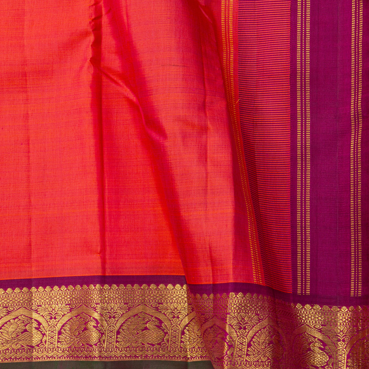 Casandra And Magenta Kanchipuram Silk Saree For Festive Wear PV J 1833