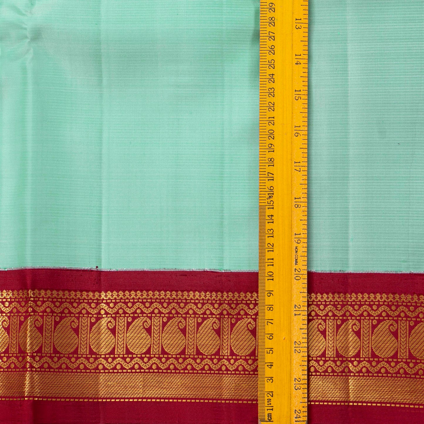 Pastel Blue And red Kanchipuram Silk Saree For Festive Wear PV J 1725