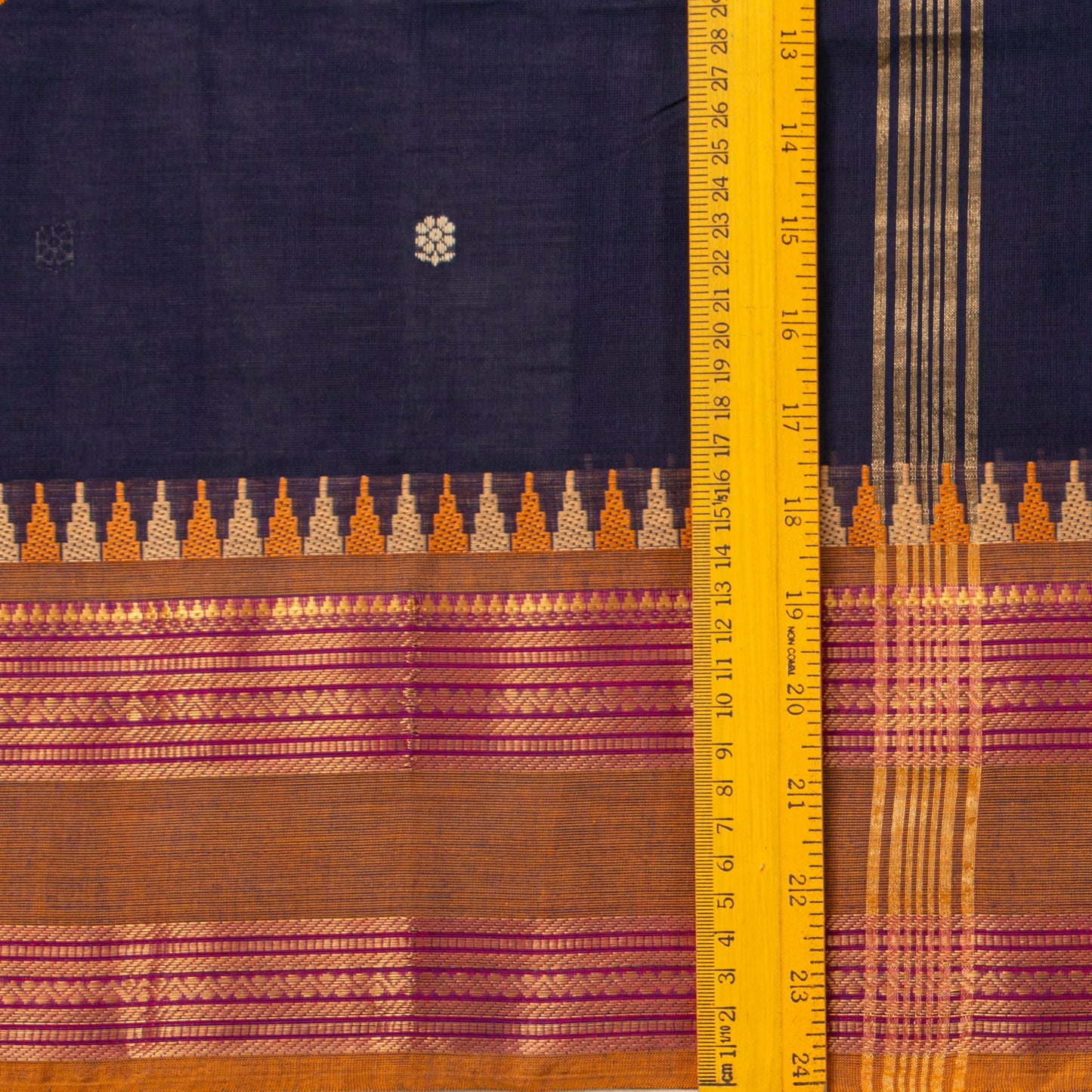 Blue And Mustard Kanchi Cotton Saree For Festive Wear PV MM KC 505