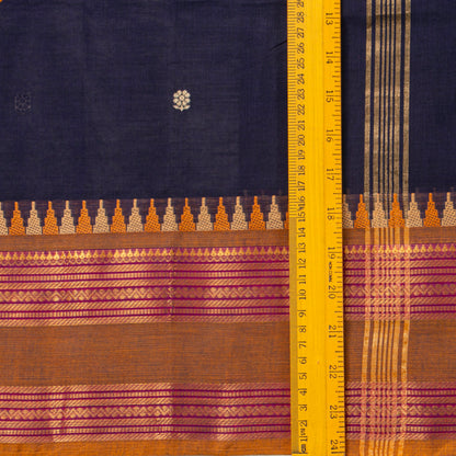 Blue And Mustard Kanchi Cotton Saree For Festive Wear PV MM KC 505