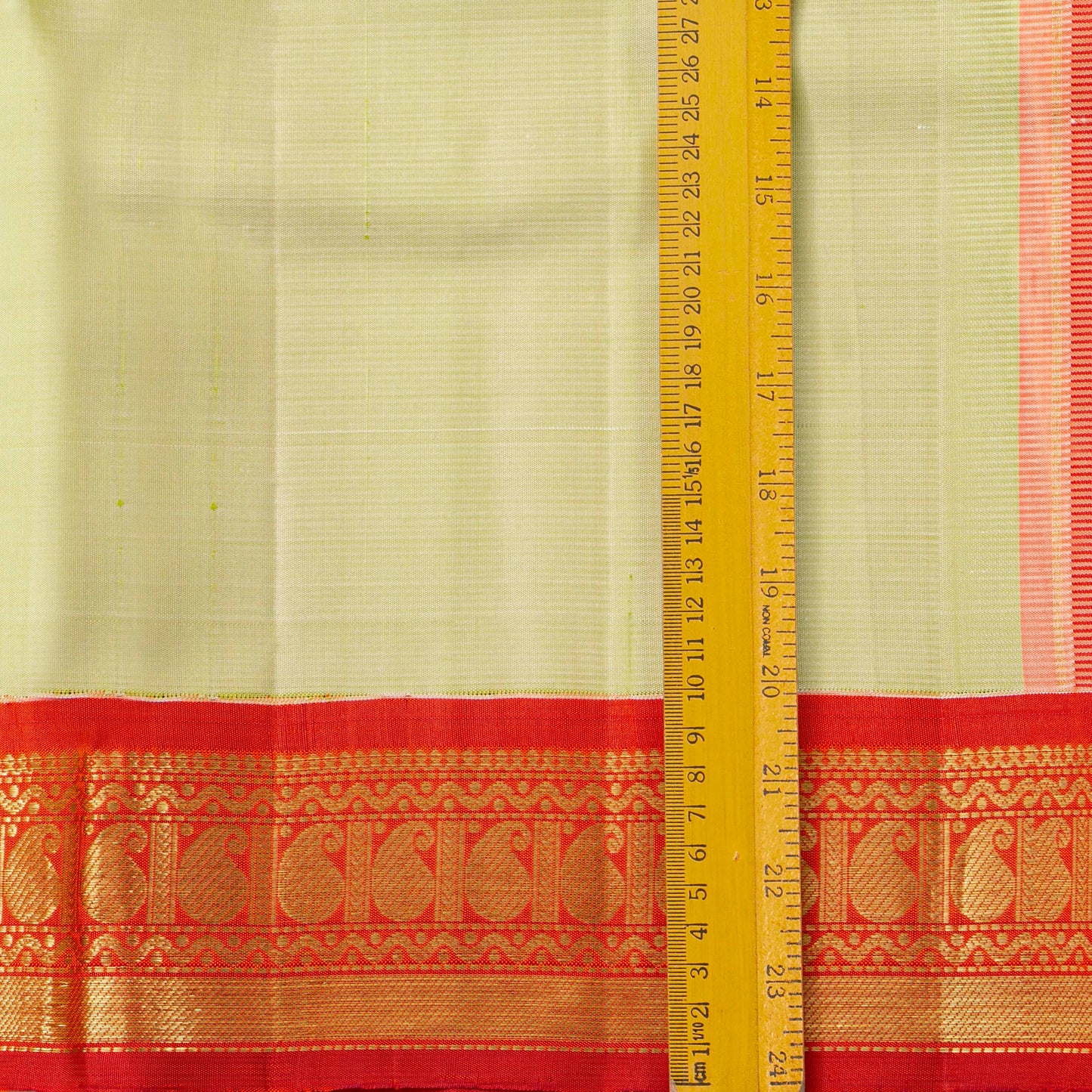 Pista Green And Red Kanchipuram Silk Saree For Festive Wear PV J 2042