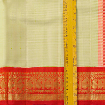Pista Green And Red Kanchipuram Silk Saree For Festive Wear PV J 2042