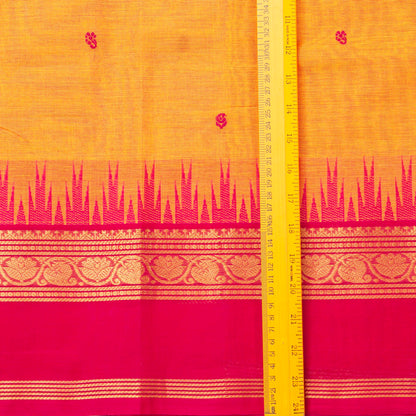 Yellow And Pink Kanchi Cotton Saree For Festive Wear PV MM KC 513