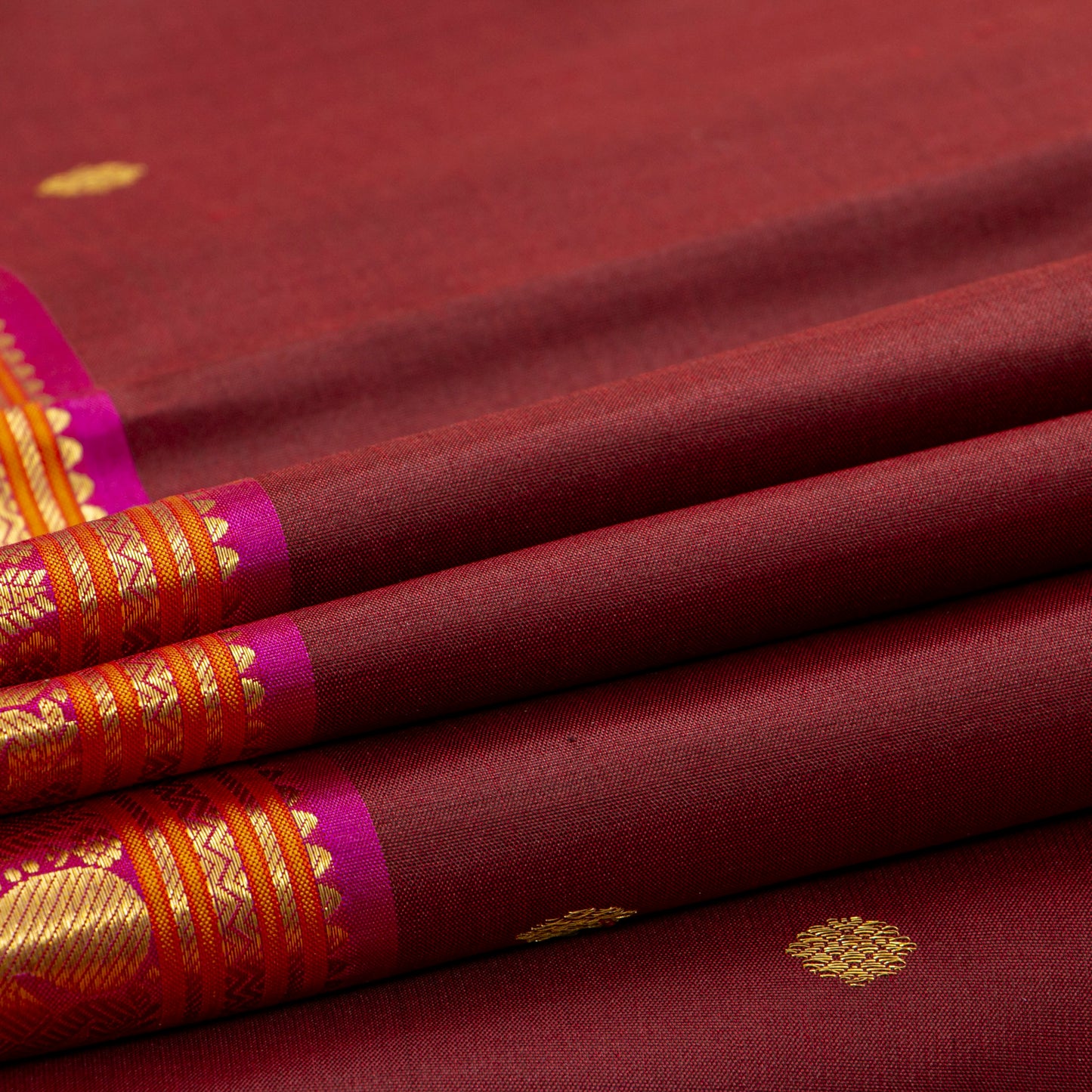 Maroon And Pink Kanchipuram Silk Saree For Festive Wear PV J 2048