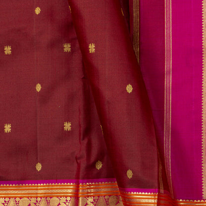Maroon And Pink Kanchipuram Silk Saree For Festive Wear PV J 2048