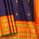 Blue And Orange Kanchipuram Silk Saree For Festive Wear PV J 1549