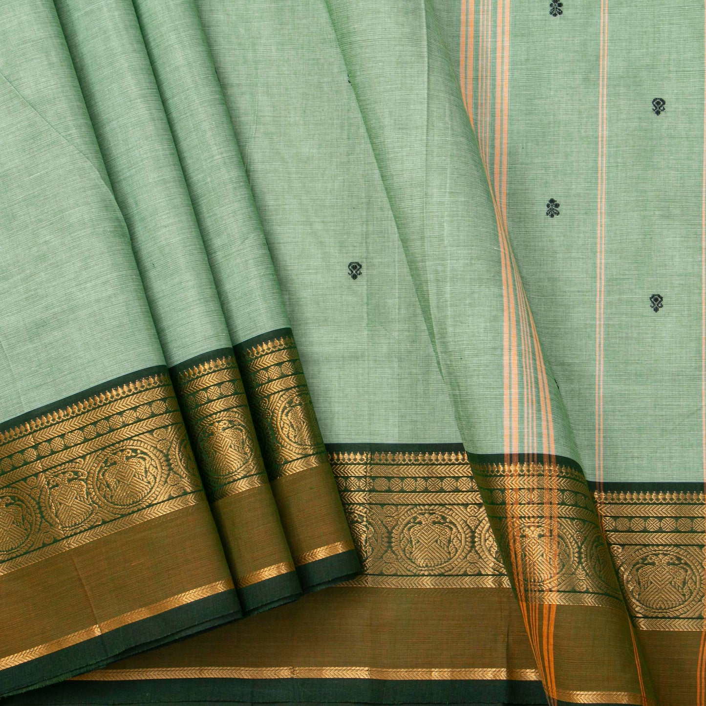 Green Kanchi Cotton Saree For Festive Wear PV MM KC 525