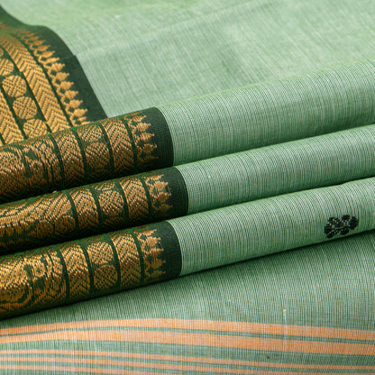 Green Kanchi Cotton Saree For Festive Wear PV MM KC 525