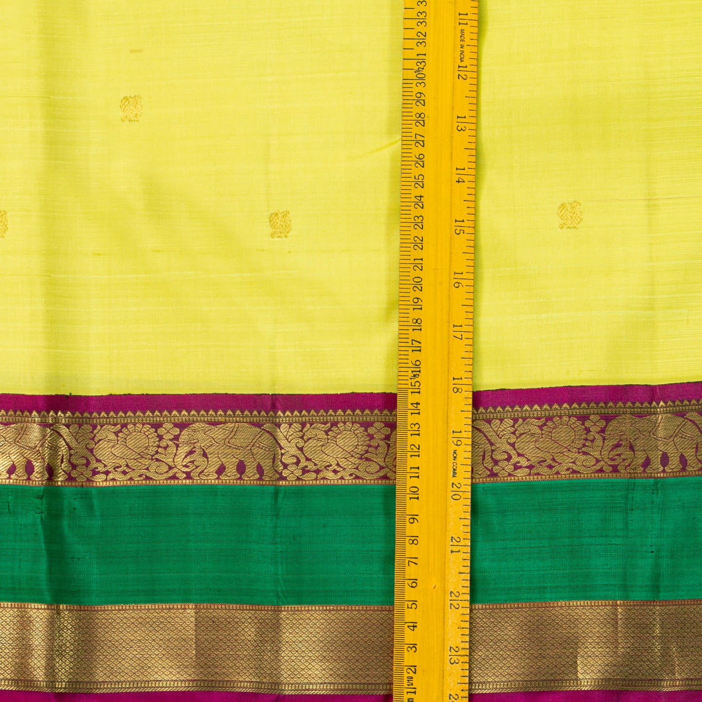 Green And Magenta Kanchipuram Silk Saree For Festive Wear PV J 676