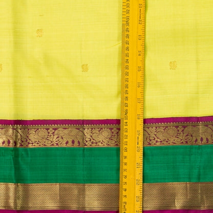 Green And Magenta Kanchipuram Silk Saree For Festive Wear PV J 676