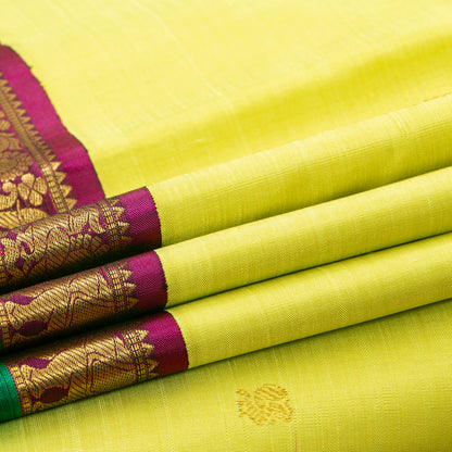 Green And Magenta Kanchipuram Silk Saree For Festive Wear PV J 676