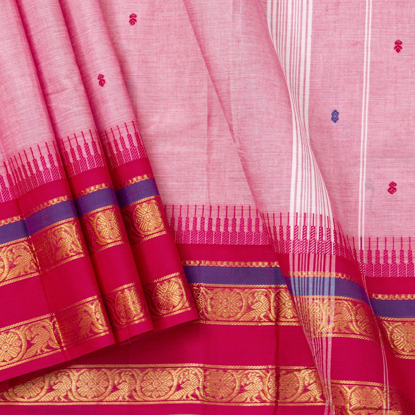 Pink Kanchi Cotton Saree For Festive Wear PV MM KC 527