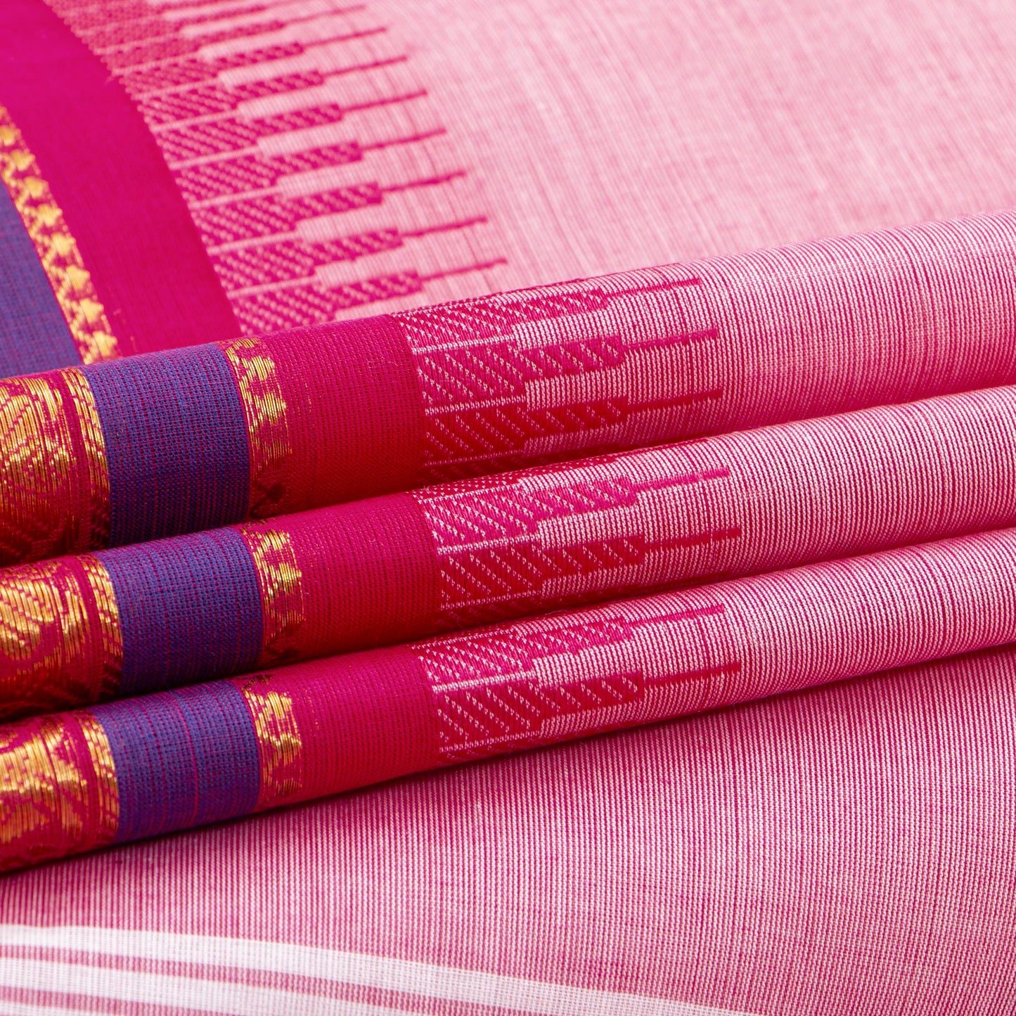 Pink Kanchi Cotton Saree For Festive Wear PV MM KC 527