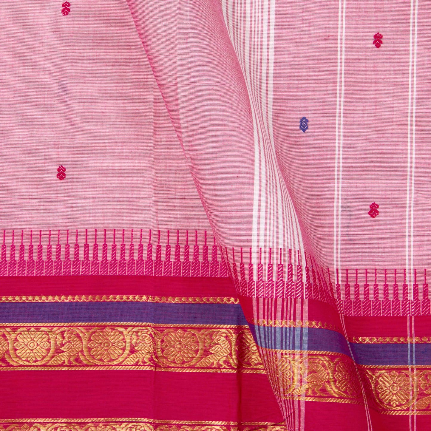 Pink Kanchi Cotton Saree For Festive Wear PV MM KC 527