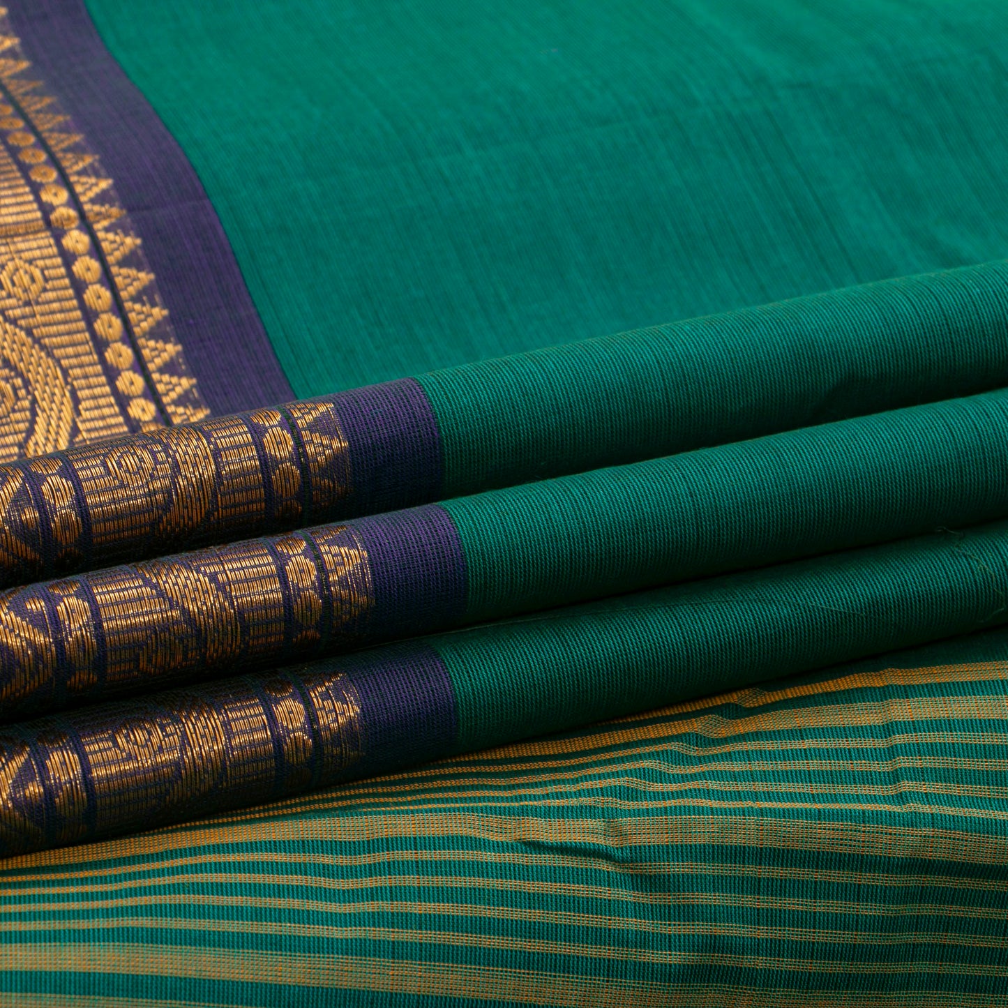Green And Blue Kanchi Cotton Saree For Festive Wear PV MM KC 521
