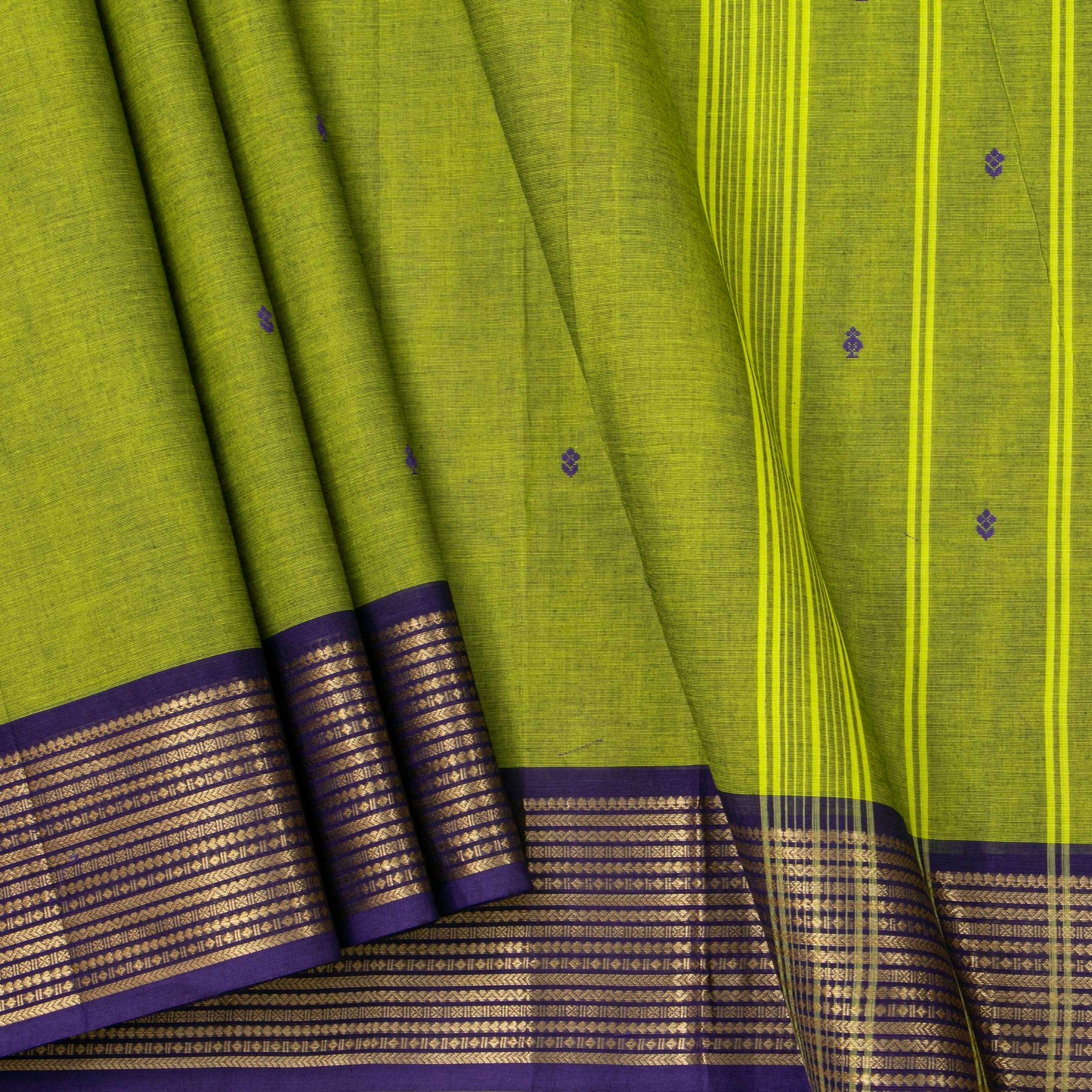 Green And Purple Kanchi Cotton Saree For Festive Wear PV MM KC 472