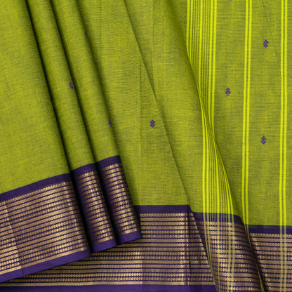Green And Purple Kanchi Cotton Saree For Festive Wear PV MM KC 472