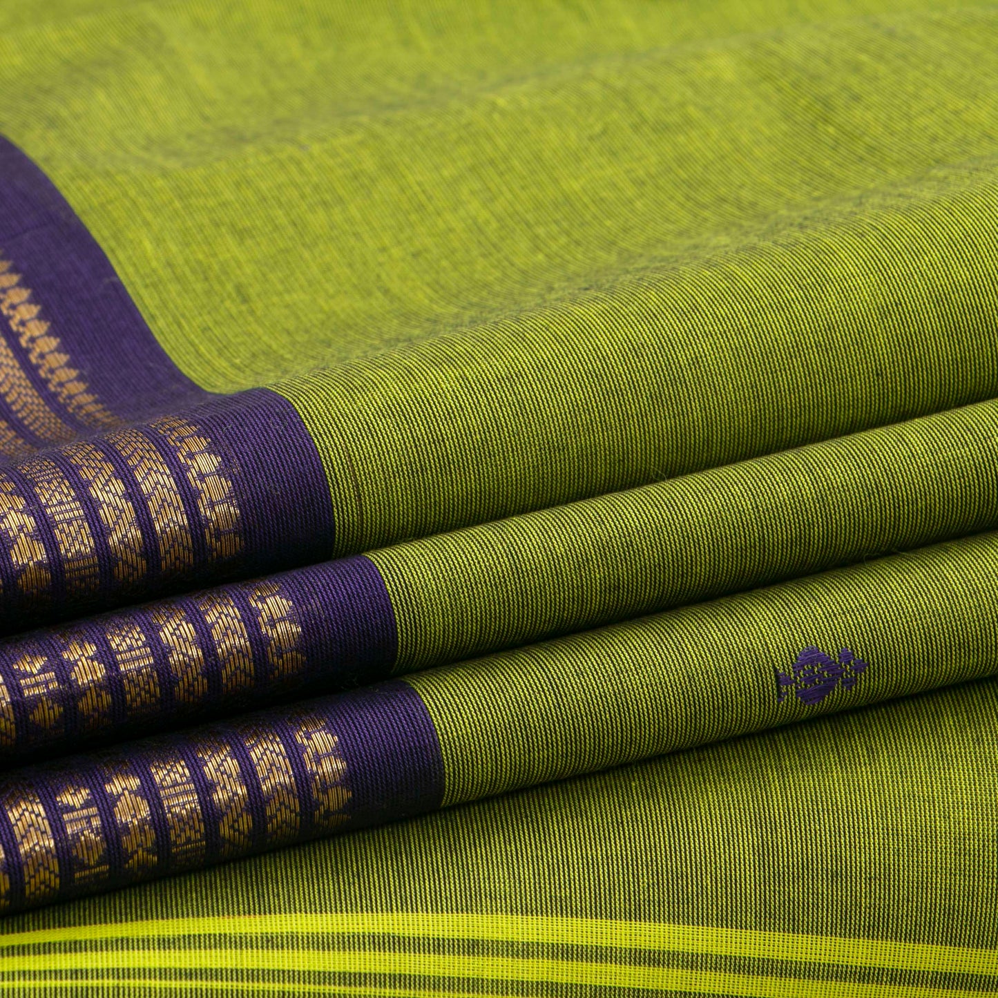 Green And Purple Kanchi Cotton Saree For Festive Wear PV MM KC 472