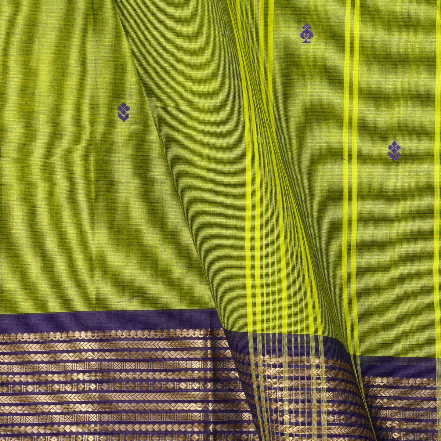Green And Purple Kanchi Cotton Saree For Festive Wear PV MM KC 472