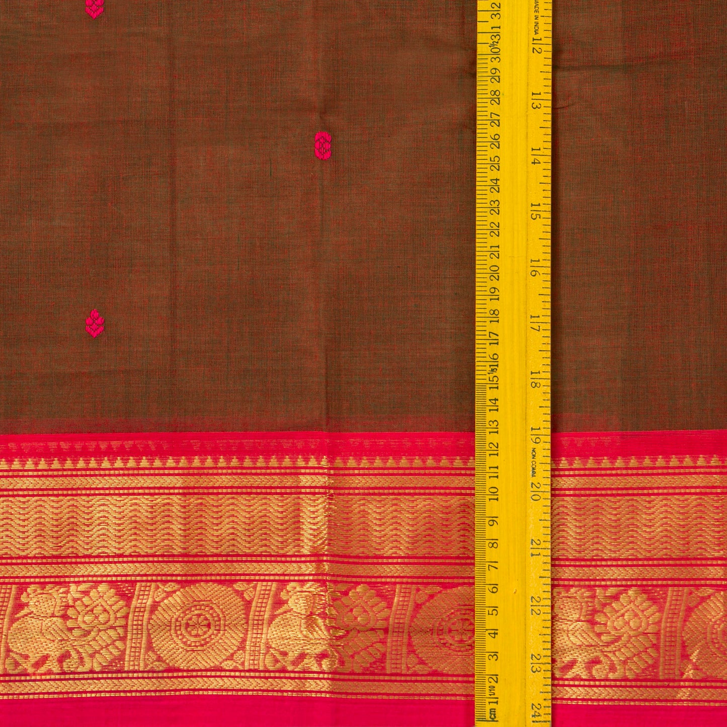 Brown And Pink Kanchi Cotton Saree For Festive Wear PV MM KC 462