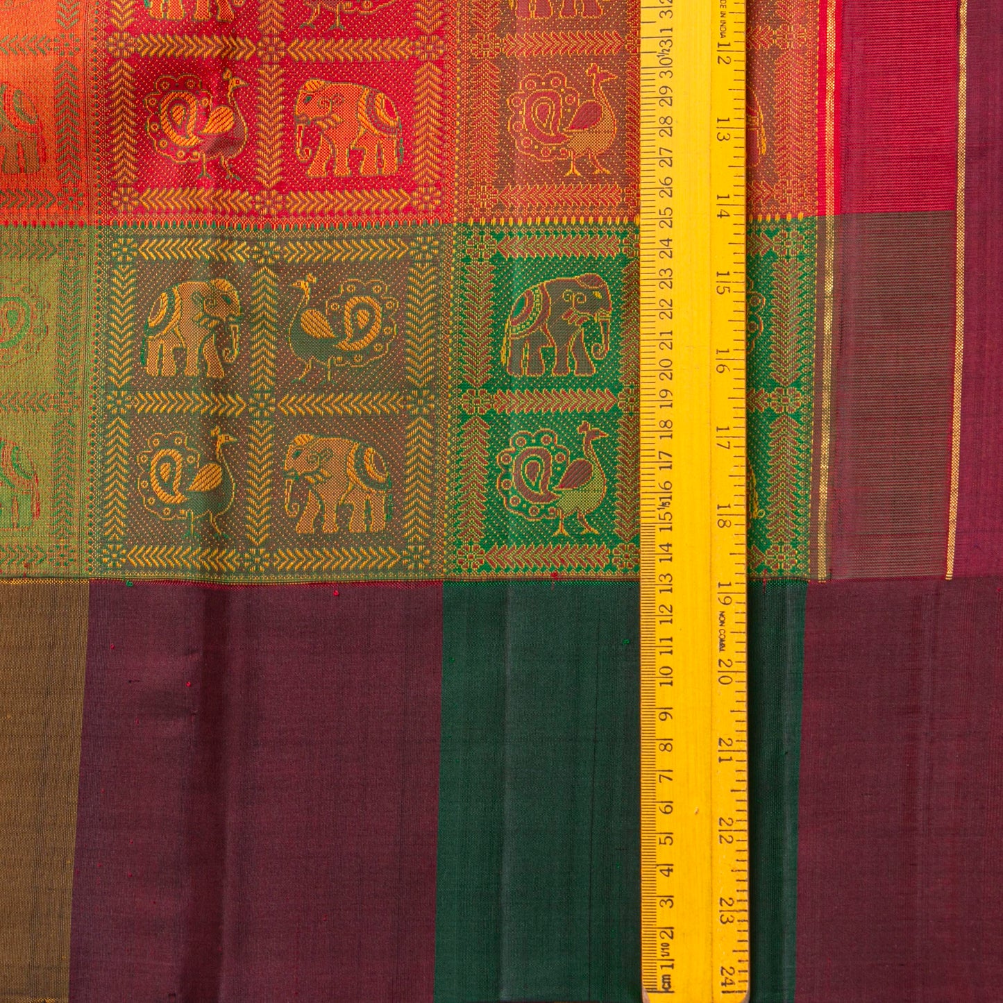 Multi Colour Checks Odisha Pattern Weave Kanchipuram Silk Saree For Festive Wear PV J 1874