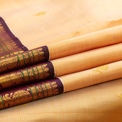 Beige And Magenta Kanchipuram Silk Saree For Festive Wear PV J 2043