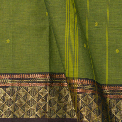 Green And Brown Kanchi Cotton Saree For Festive Wear PV MM KC 446
