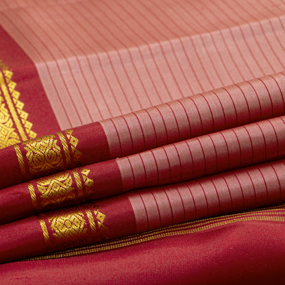 Gheva And Red Kanchipuram Silk Saree For Festive Wear PV KNN 326
