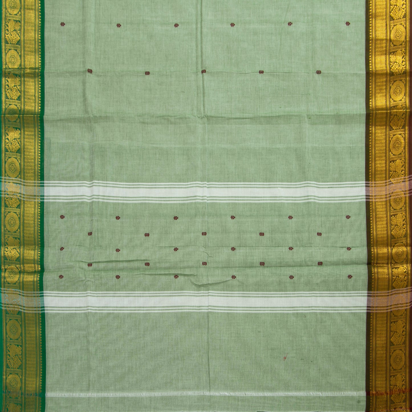 Pastel Greeen Kanchi Cotton Saree Ganga Jamuna Border PV MM KC 189