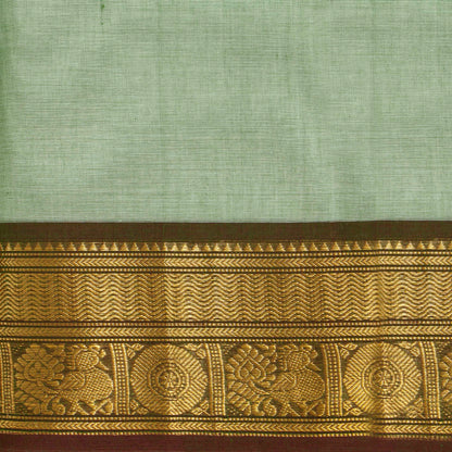 Pastel Greeen Kanchi Cotton Saree Ganga Jamuna Border PV MM KC 189