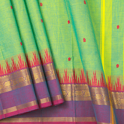 Green Kanchi Cotton Saree For Festive Wear PV MM KC 508