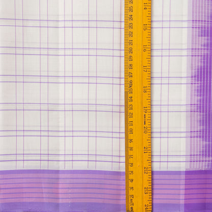 Off White And Lavender Kanchipuram Silk Saree No Zari For Festive Wear PV KNN 327