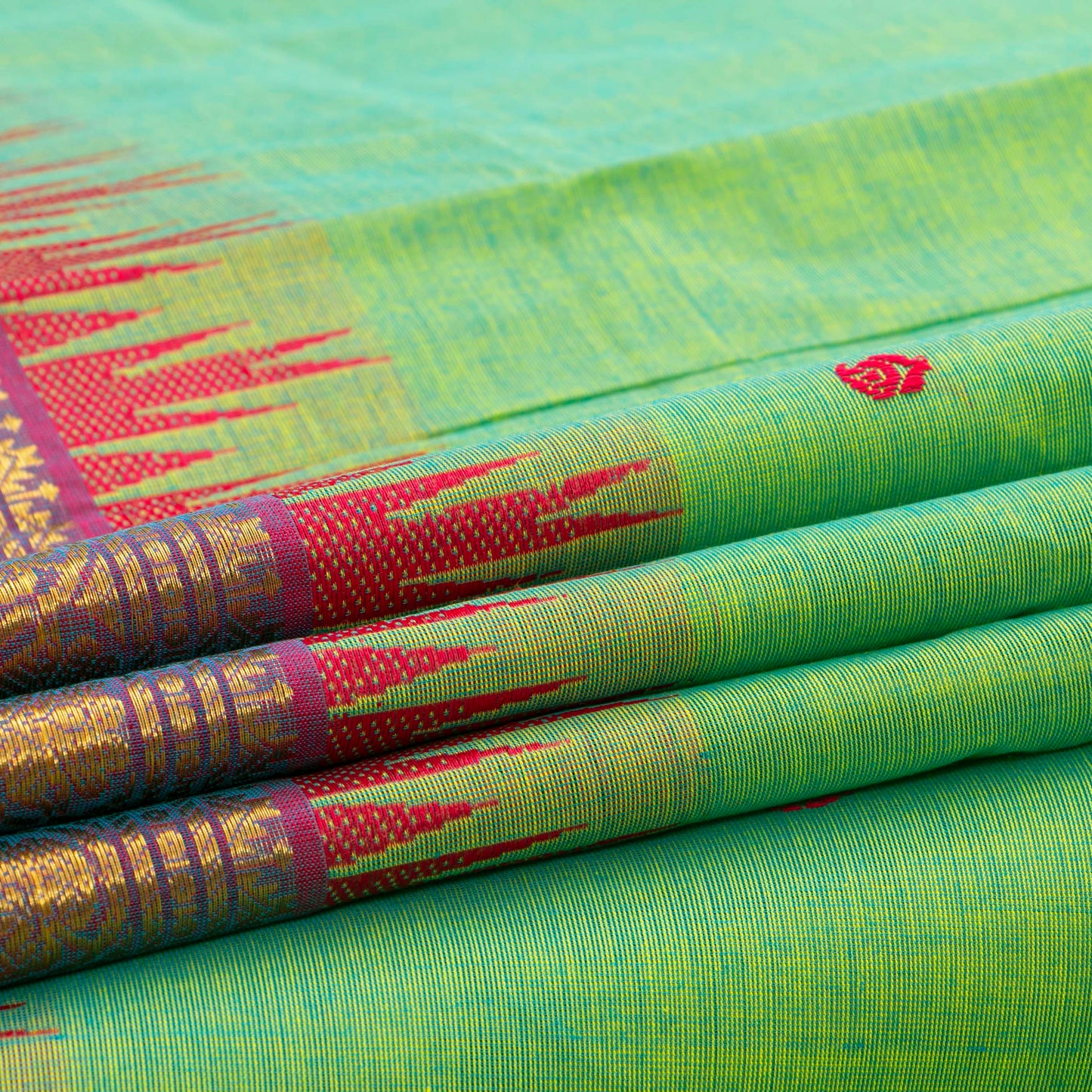 Green Kanchi Cotton Saree For Festive Wear PV MM KC 508