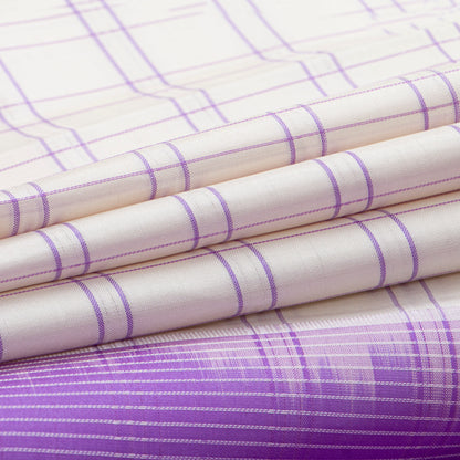 Off White And Lavender Kanchipuram Silk Saree No Zari For Festive Wear PV KNN 327