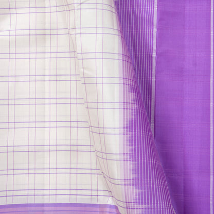 Off White And Lavender Kanchipuram Silk Saree No Zari For Festive Wear PV KNN 327