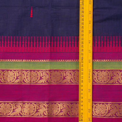 Blue And Pink Kanchi Cotton Saree For Festive Wear PV MM KC 528