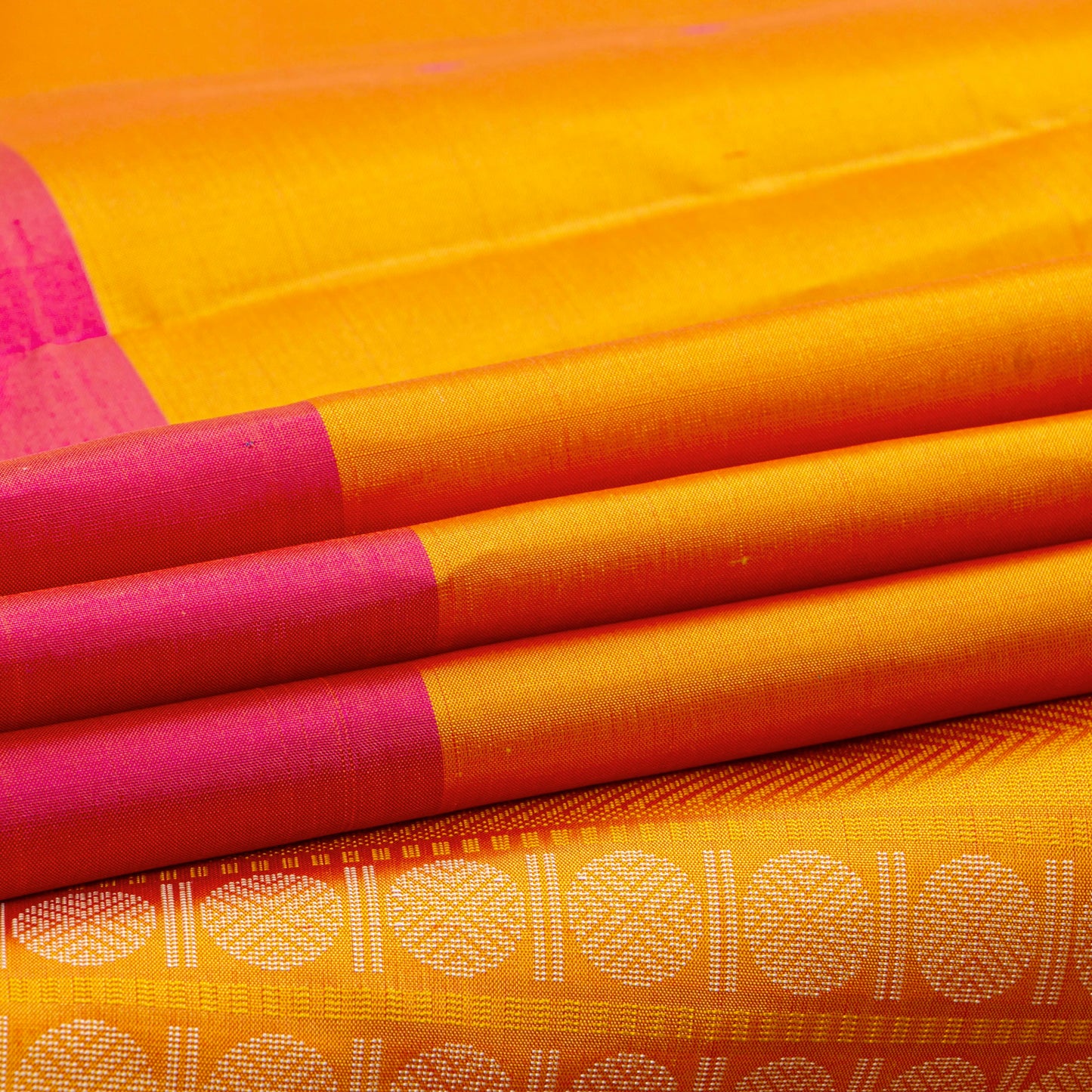 Yellow Ganga Jamuna Border Kanchipuram Silk Saree For Festive Wear PV KNN 336
