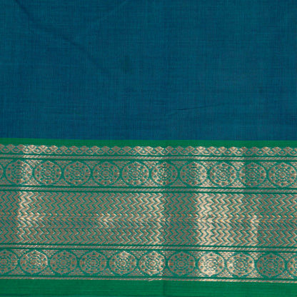 Blue Kanchi Cotton Saree Ganga Jamuna Border PV MM KC 183
