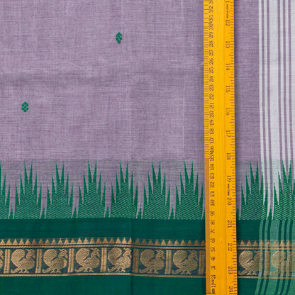 Lilac And Green Kanchi Cotton Saree For Festive Wear PV MM KC 449