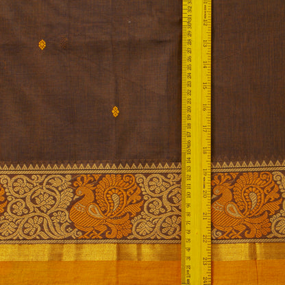 Brown And Mustard Kanchi Cotton Saree For Festive Wear PV MM KC 531
