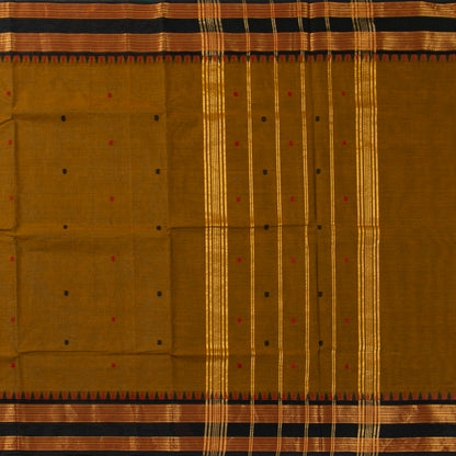 Mustard And Black Kanchi Cotton Saree  PV MM KC 210