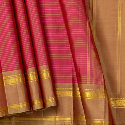 Pink And Beige Kanchipuram Silk Saree For Festive Wear PV KNN 325